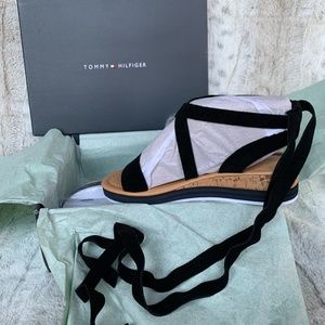 Velvet Lace-Up Sandals